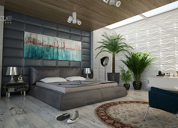 chambre avec un décor minimaliste.