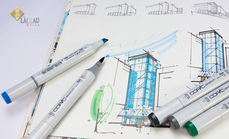 plan architectural d'une villa de luxe
